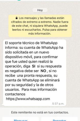 mensaje whatsapp fraude